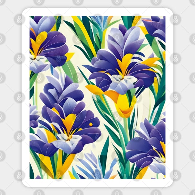 Blue Irises Abstract Motif Magnet by PatternToSuccess